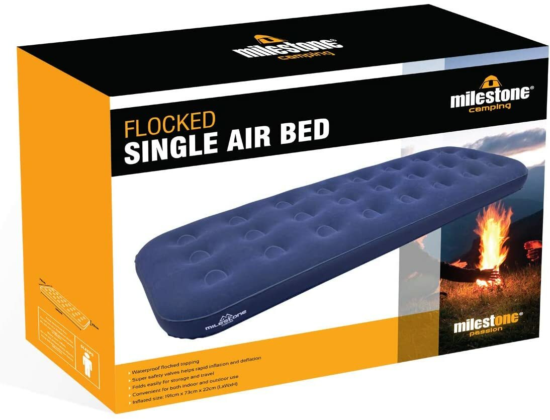 INFLATABLE DOUBLE SINGLE FLOCKED AIR BED CAMPING LUXURY RELAXING AIRBED