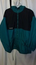 Men's Columbia Hooded Parka Jacket Teal and Black with Fleece Lining Size Large