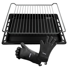 SET Backblech + Grillrost Bauknecht 481010539879 mit 2 Silikon Ofenhandschuhen