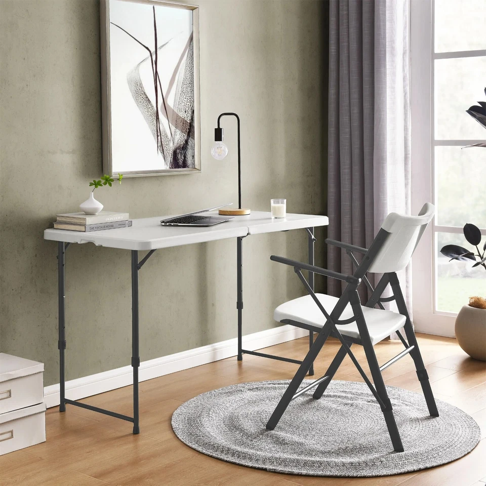 Cadeira dobrável de plástico comercial Mainstays com braços, interna externa, pacote com 2 - Imagem 4 de 4