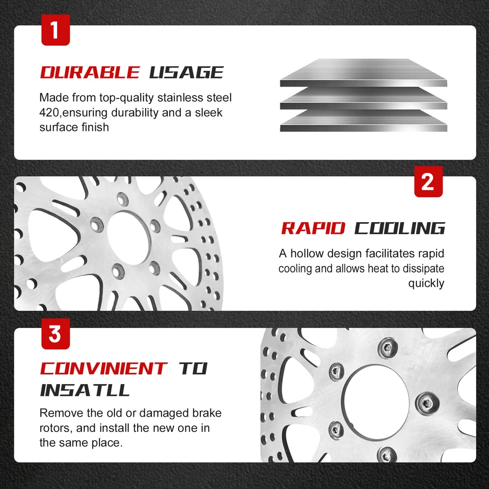 11.8" Harley Front Brake Rotors Bolts for Touring Bagger Road King Street Glide - Image 2 of 4