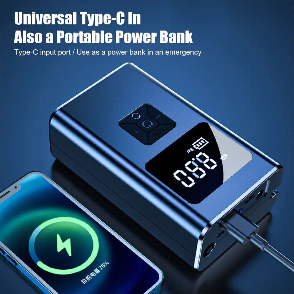 Wireless Digital Car Tyre Inflator USB Rechargeable Tire Air Compressor