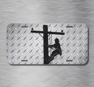 Lineman Linemen Journeyman Pole Worker Electric License Plate Front Auto Tag