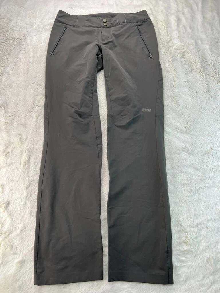 REI Co-Op Soft Shell Hiking Pants Womens Size 2 Green Semi Fitted Winter