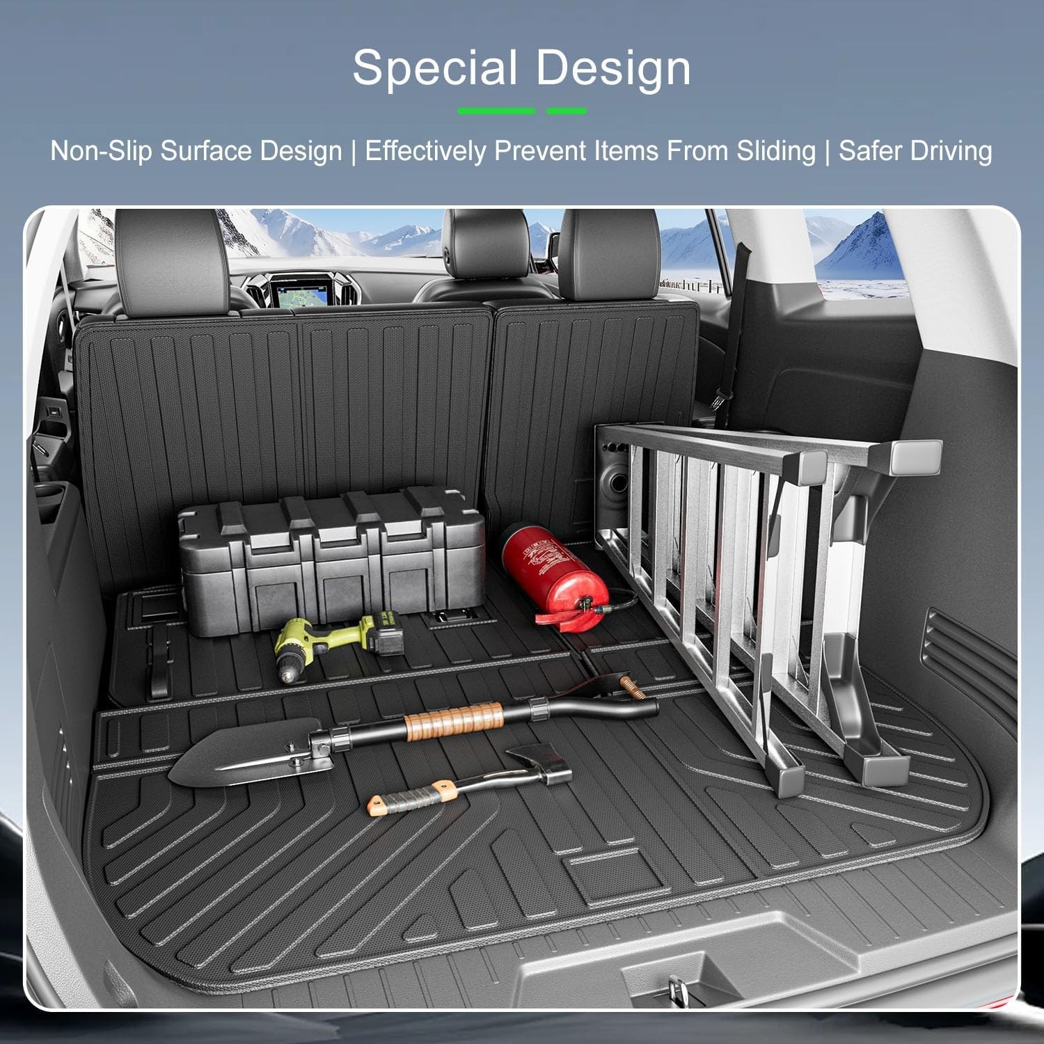 For 2009-2017 Chevy Traverse 08-17 Enclave Cargo Trunk Mat Cargo Liner Backrest