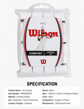 Wilson Profile Comfort Tennis Badminton Overgrip White 12 Pack