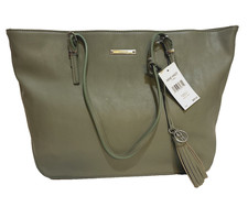 Bolso de Mano/Bolso de Mano Nine West Cartera Verde Musgo Cuero Sintético con Herrajes Dorados. TOTALMENTE NUEVO