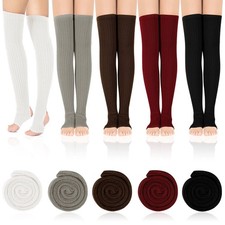 5 Pair Women 80s Leg Warmers Thick Thigh High Leg Warmers Stirrup Boot Socks ...