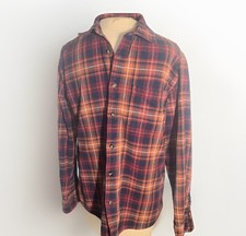 Eddie Bauer Men's Bristol Flannel Cognac Plaid Button Down Shirt, Small