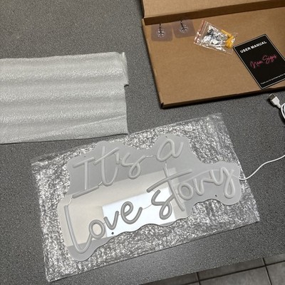 It s A Love Story Neon Sign, Adjustable Light, Romantic, Anniversary, Valentines
