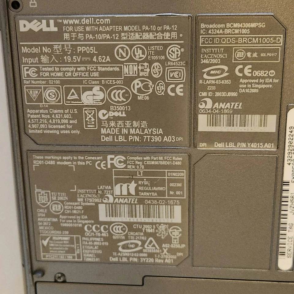 Dell Latitude D600 Pentium /1 ГБ ОЗУ @ 2.66 ГГц /без жесткого диска /без ОС /ДЛЯ КОМПЛЕКТУЮЩИХ /Чтение - Изображение 4 из 4