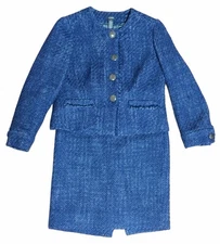 J. Crew Navy Two Piece Suit Set Tween Jacket Pencil Skirt Women Size 0/00 Petite