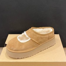 UGG Women's Chestnut Bea Mary Jane Sheepskin Slip On Slippers Shoes Flats 8 NEW