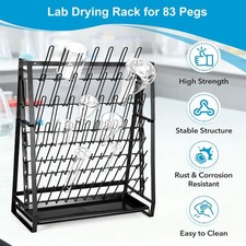 Lab Drying Rack Draining Rack for Glassware and Bottles Clean Dry Black Steel US