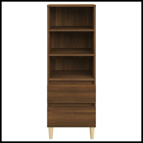 Brown Oak Highboard 40x36x110 cm Engineered Wood Sideboard with Storage - Picture 3 of 5
