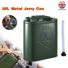 30L Metal Jerry Can Green Car Storage Fuel Petrol Diesel Container & Flexi Spout