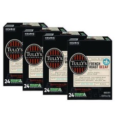 Tully's Coffee 192419CT Coffee K-Cups - French Roast Decaf 96/Carton New