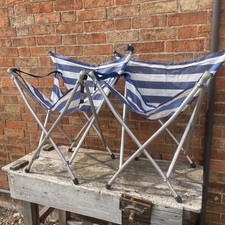 PAIR VINTAGE RETRO FOLDING Festival DECK CHAIR CAMPING BEACH PICNIC VW CAMPER
