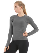 Seamless Workout Shirts for Women Long Sleeve Yoga Tops Sports Running Shirt ...