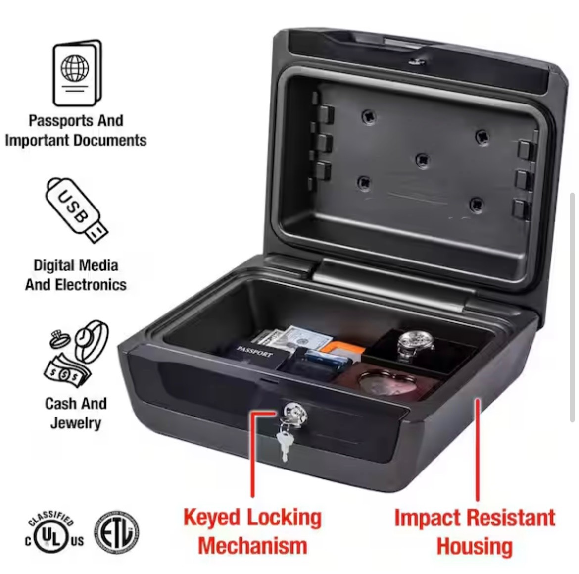 SentrySafe CHW30200 Fire Water-Resistant Box Safe Large Chest Key