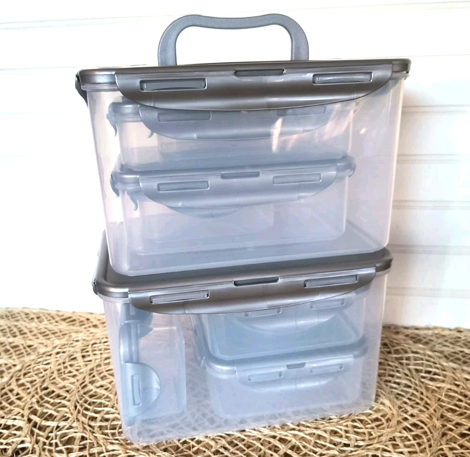 Lock n Lock Container Set/13 PLATINUM Grey, Leftovers Lunch Food Prep, NEW - Image 2 of 4