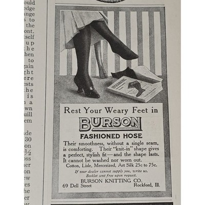 1916 Burson Fashioned Hose Stockings Art Silk 25c 75c Vintage Advertising