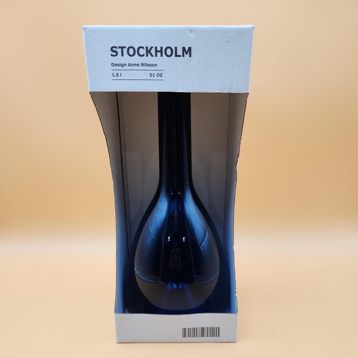 Anne Nilsson Design Ikea Stockholm Handmade Quality Blue Glass Vase 51oz