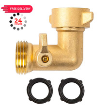 Xiny Tool 90 Degree Garden Hose Adapter with Shut Off 0.75 inches, Gold