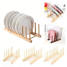 Bamboo Wooden Dish Rack Plate Racks Stand Pot Lid Holder, Kitchen Organizer AUS