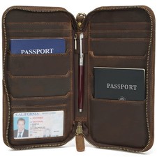 Polare Full Grain Leather Family Passport Holder Travel Wallet and Documents ...