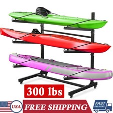 Kayak Storage Rack Heavy Duty Freestanding Kayak Stand Adjustable Fits 3 Kayaks