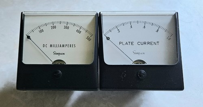 #ad Vintage Simpson Panel Meters Pair 500 DC Milliamperes amp; 1.0 Plate Current $34.99