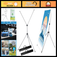 Adjustable X Frame Banner Stand 2 Pack - Fits 23"x63" to 32"x78" - Portable Carr