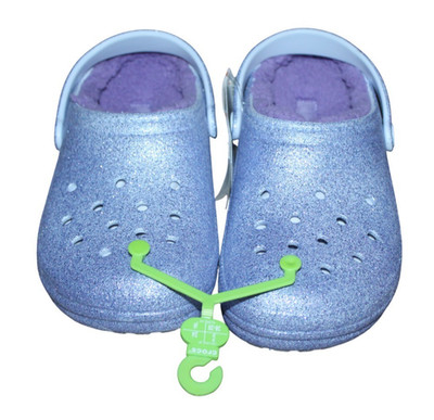 Crocs Classic Sherpa Lined Lavender Sparkle J6 Fur Lined Crocs New Size J6