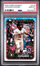 JACKSON CHOURIO 2024 TOPPS HOLIDAY ROOKIE BASEBALL CARD #H119 PSA 10 GEM MINT