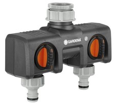 Gardena 2-Wege-Verteiler Stufenlos verstellbar 2 Anschl&uuml;sse Wasserhahn