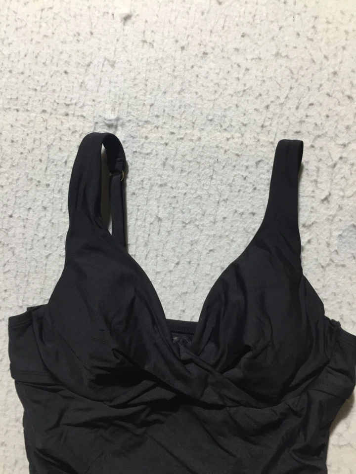 Apt. 9 Tankini de natación de una pieza para mujer S pequeño negro correas para cuello en V acolchadas en capas Foto 2 de 4