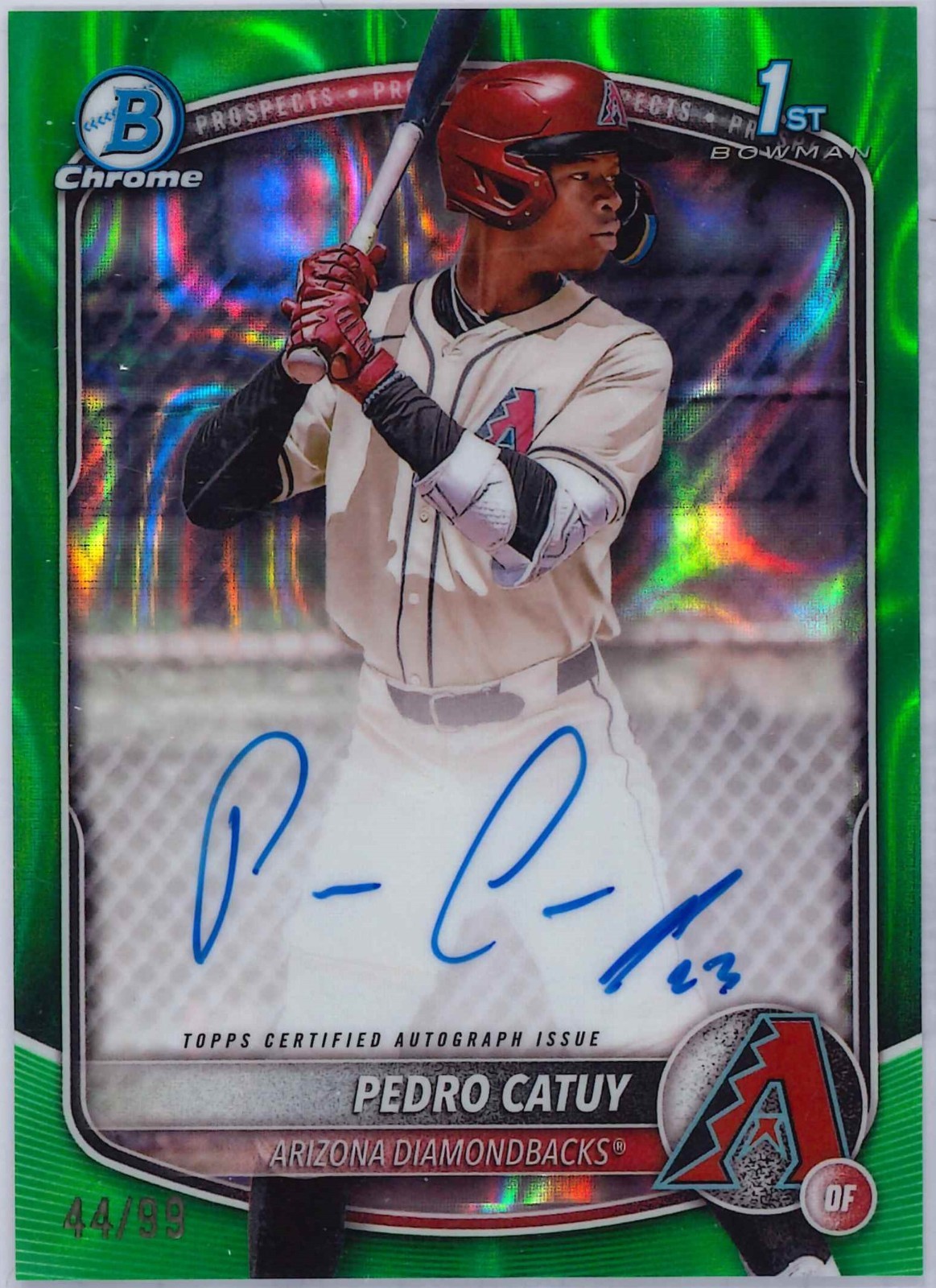 2025 Bowman Chrome 1st Auto Pedro Catuy Green Lava Refractor /99 Diamondbacks