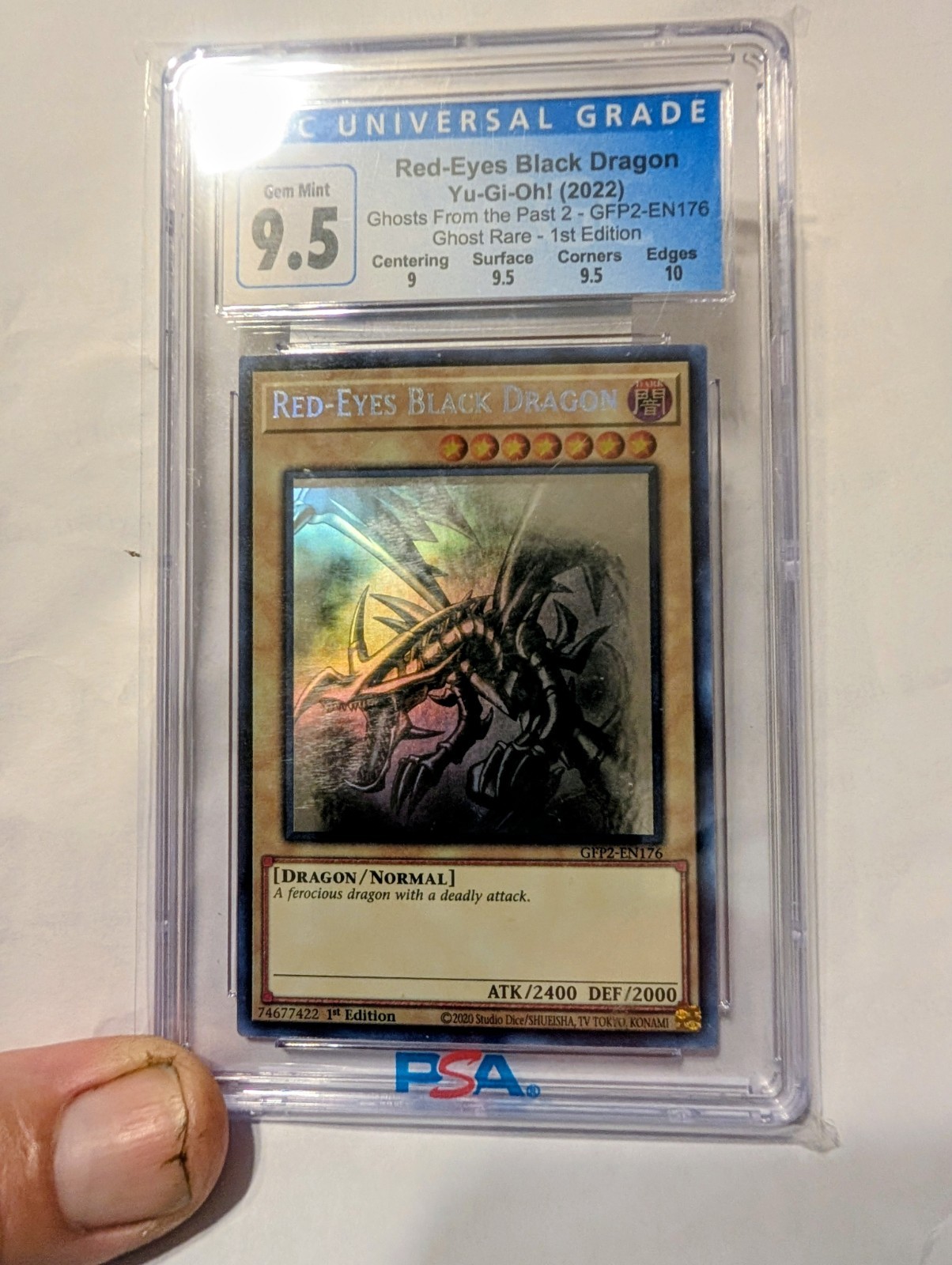 CGC 9.5 Yu-Gi-Oh 2022 GFP2-EN176 Red-Eyes Black Dragon Ghost Rare 1st Edition view 4