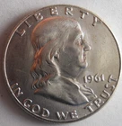 1961 UNITED STATES HALF DOLLAR - FRANKLIN - AU/UNC SILVER COIN - #A2