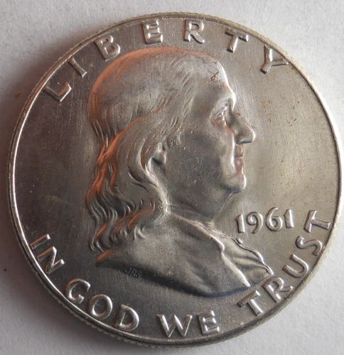 1961 UNITED STATES HALF DOLLAR - FRANKLIN - AU/UNC SILVER COIN - #A2