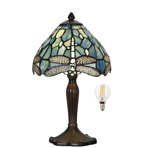 TL0008 Tiffany Lamp Sea Blue Stained Glass Dragonfly Style Desk Reading Light...