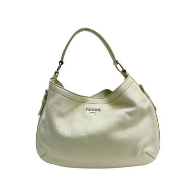 PRADA Hobo Shoulder Bag Calfskin White BR3349