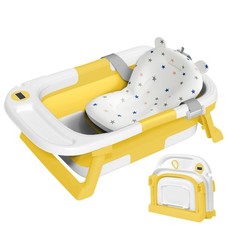 Collapsible Baby Bathtub,Baby Bath Tub with Thermometer Soft Cushion,Baby Ba...