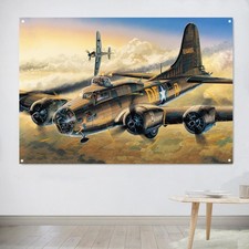 Póster de avión de combate bombarderos B-17F impresión en lienzo pintura aviación militar bandera