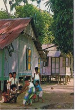 Singapore Postcard Malay Kampong Wooden Houses