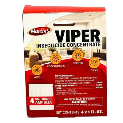 Martins Viper Insecticide Concentrate 4 Ampules For Ants Spiders Roaches & Ticks