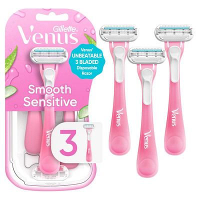 Gentle Women's Disposable Razors - Pack of 3 for Sensitive Skin Shaving