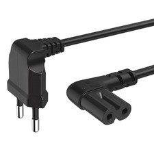 Hama 3m Euro-Stecker 90° gewinkelt Netz-Kabel TV Strom-Kabel Dopplenut-Kupplung