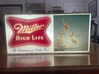 VINTAGE SKIING BIKINIS: Women Water Skiiing Champagne of Beer Lighted Sign WORKS